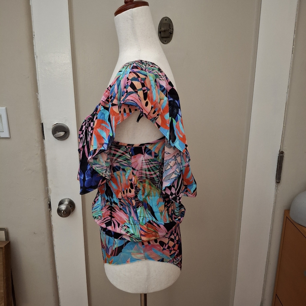 NWT Desigual Multicolor Tropical Print Women's Bodysuit - Picture 7 of 11